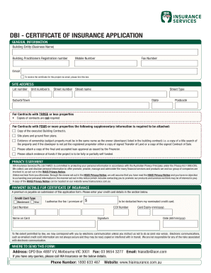 Vmia Certificate of Insurance Application  Form