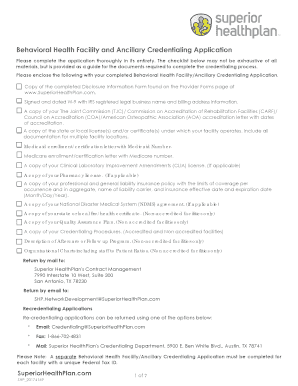  Behavioral Health Facility and Ancillary Credentialing Application 2016