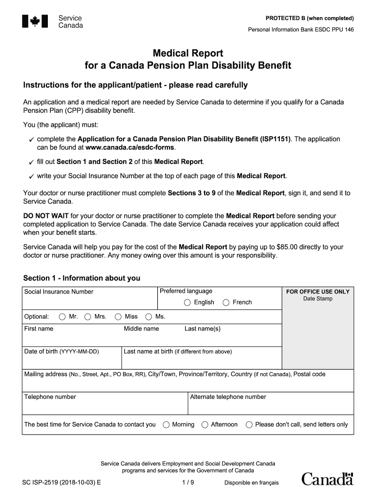  Application for Cpp Disability 2018-2024