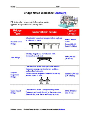 Bridge Types and Forces Worksheet  Form