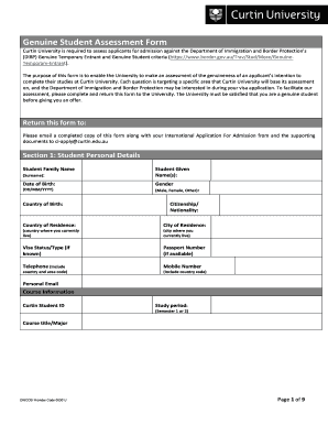  Genuine Student Assessment Form 2017-2024