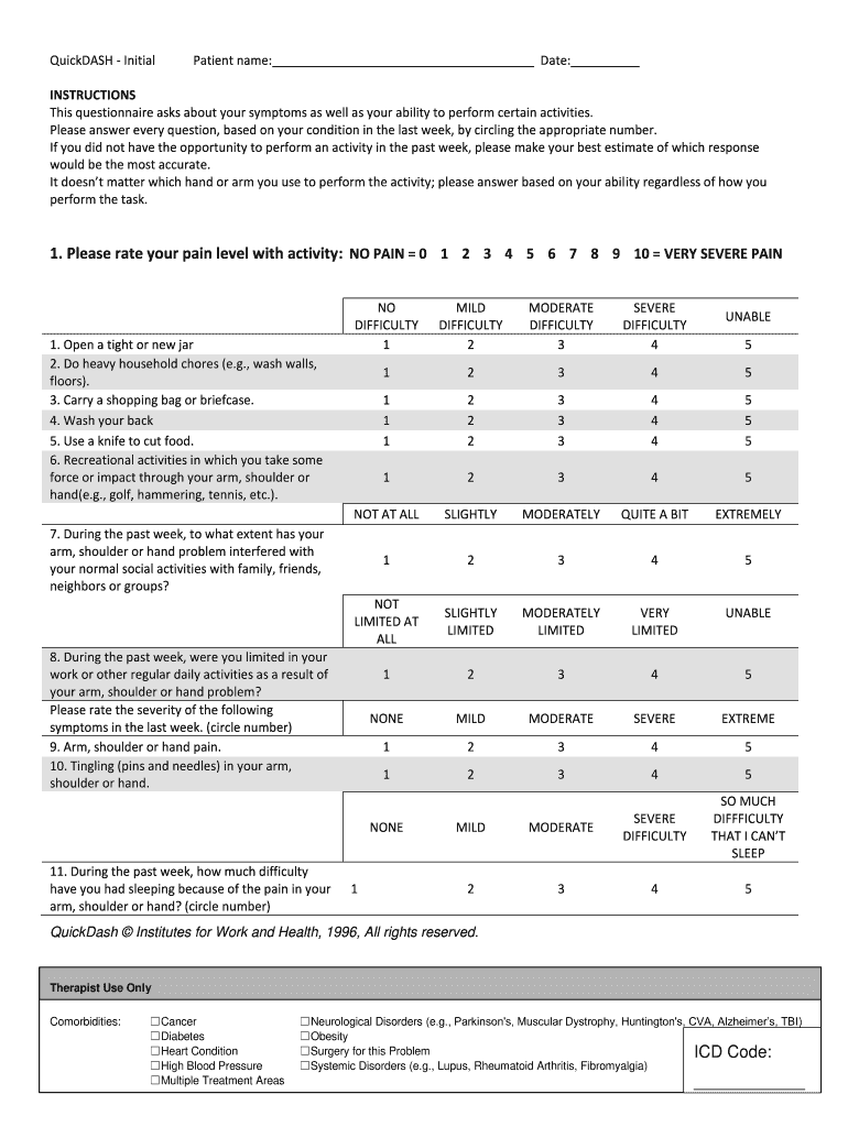 QuickDASH  Initial  Form