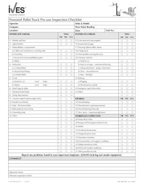 Pallet Truck Inspection Checklist PDF  Form