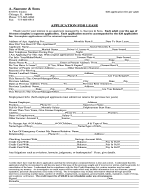 A Saccone and Sons Form