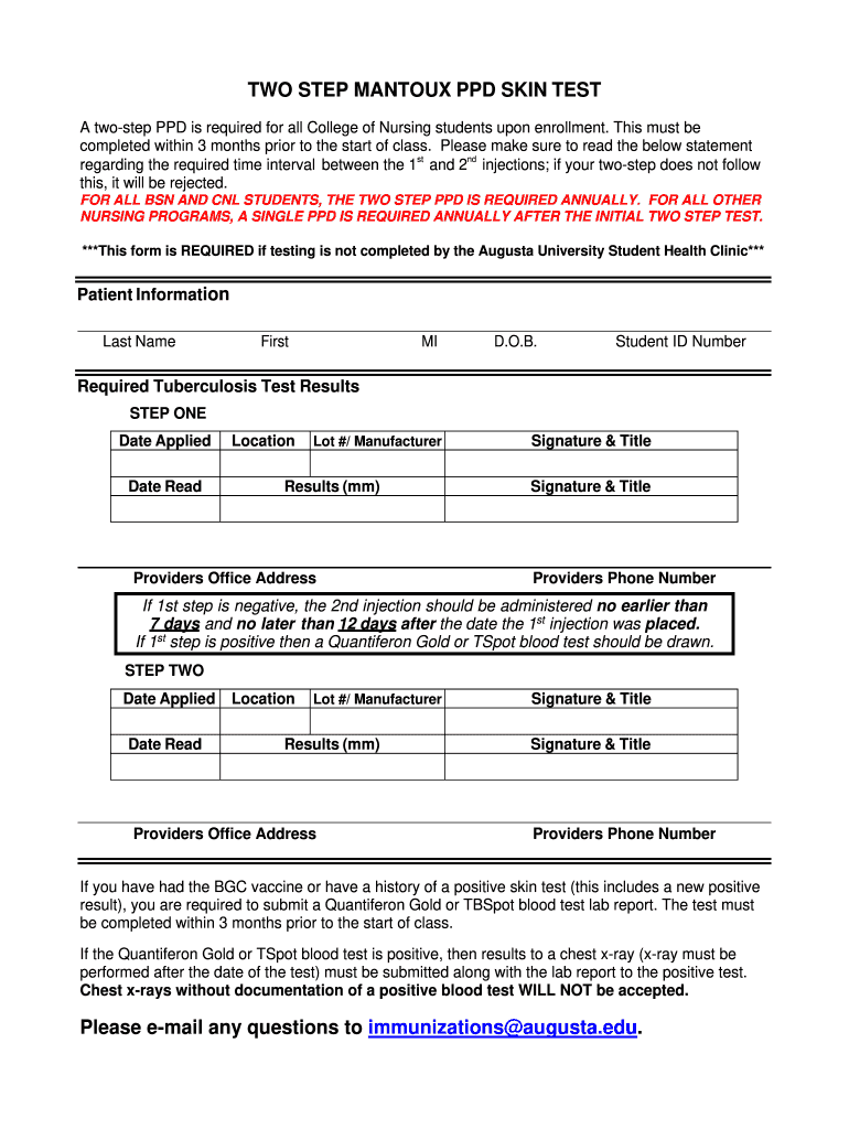 Ppd Skin Test PDF  Form