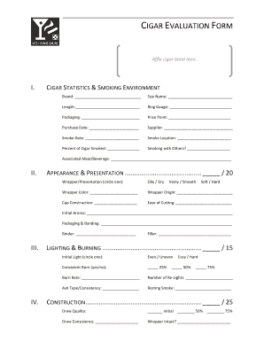 Cigar Rating Sheet  Form