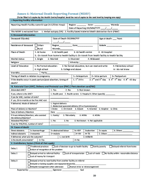 Maternal Death Reporting Format