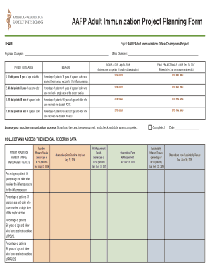 AAFP Adult Immunization Project Planning Form