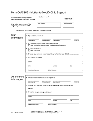 Form CAFC102 Motion to Modify Child Support