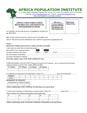 Africa Population Institute  Form