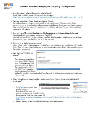 Parent Coordinator Activity Report  Form