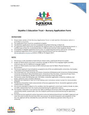 Siyakha 1 Education Trust Bursary Application Form