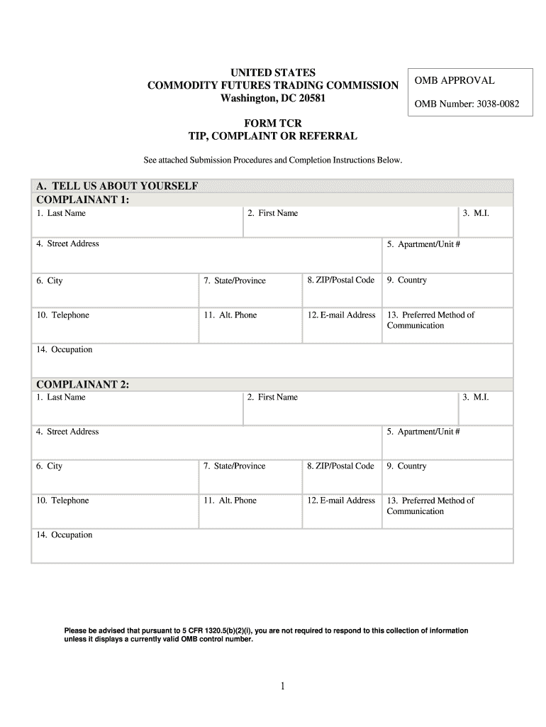 Federalregister052217 Word  FORM TCR W OMB