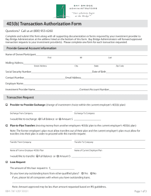  403b Transaction Authorization Form  Bay Bridge Administrators 2015-2024