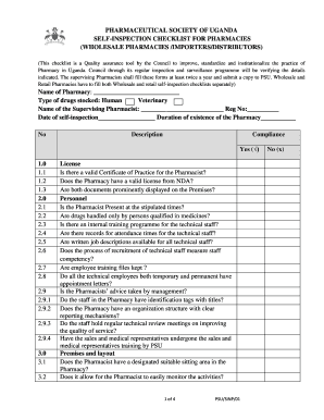 Pharmacy Inspection Checklist PDF  Form