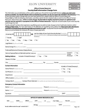 FacultyStaff Information Change Form