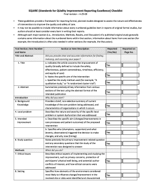 Squire Checklist  Form