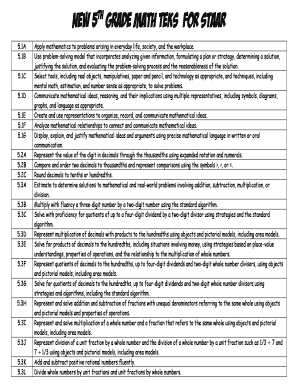 5th Grade Math Teks  Form