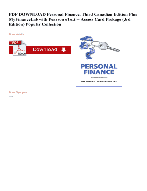 Personal Finance Fourth Canadian Edition PDF  Form