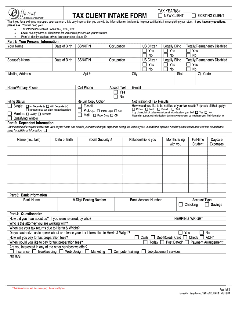 TAX CLIENT INTAKE FORM