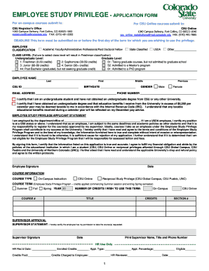 Get and Sign EMPLOYEE STUDY PRIVILEGE APPLICATION FORM