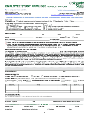 EMPLOYEE STUDY PRIVILEGE APPLICATION FORM