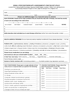 Psychotherapy Assessment Checklist  Form