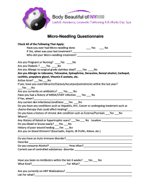 Micro Needling Questionnaire  Form