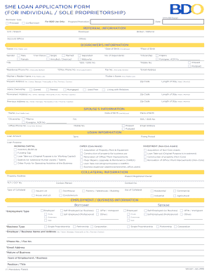 Sme Loan Application Form PDF