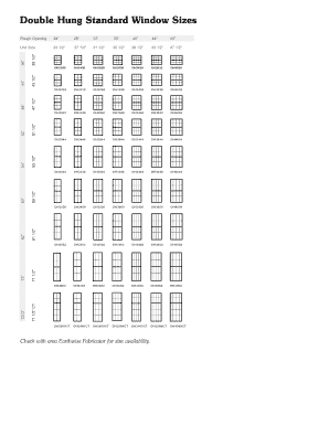 Standard Window Sizes  Form