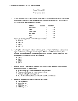 Texas Ffa Floriculture Practicum  Form