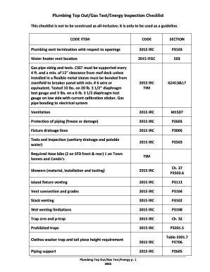 Plumbing Installation Checklist  Form