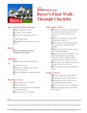 Final Walk through Checklist  Form