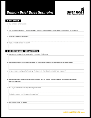 Design Brief Questionnaire  Form