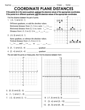 Coordinate Plane Distances Worksheet Answer Key  Form