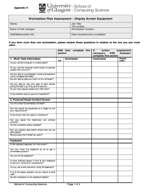 Workstation Risk Assessment Display Screen Equipment  Form