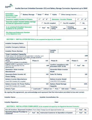 AusNet Services Embedded Generator EG and Battery Storage Connection Agreement Up to 30kW  Form