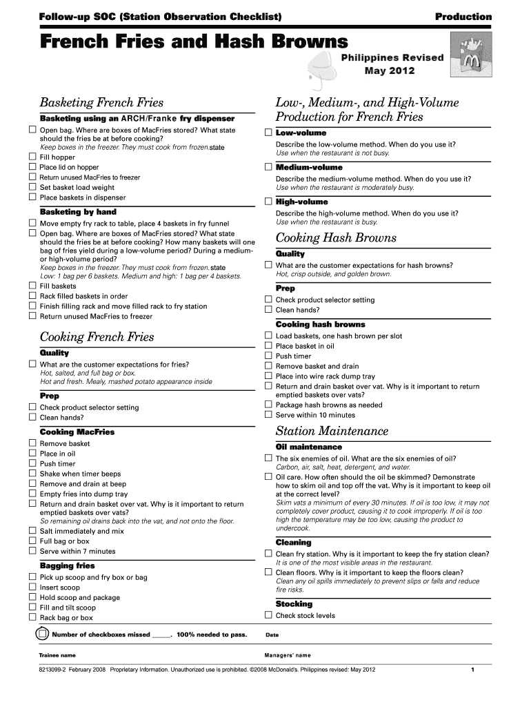 Mcdonald&#039;s Soc PDF  Form