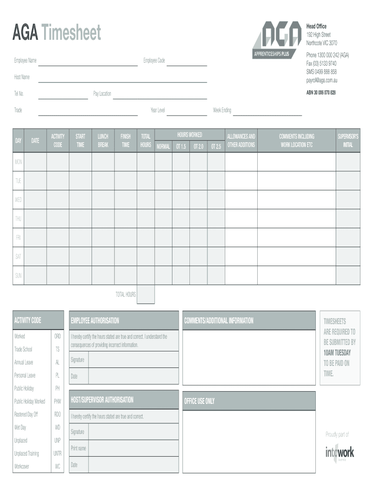 Aga Timesheet  Form