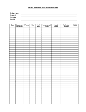 Torque Sheet Template  Form