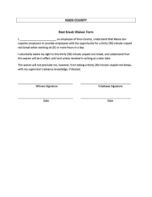 New York Meal Break Waiver Form