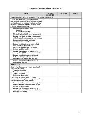 Training Preparation Checklist  Form