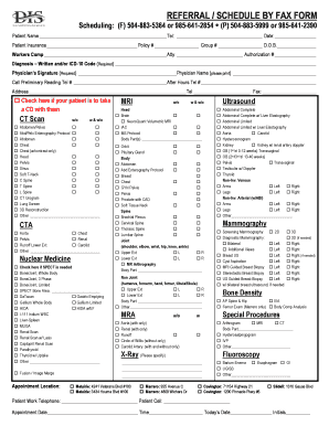 REFERRAL SCHEDULE by FAX FORM