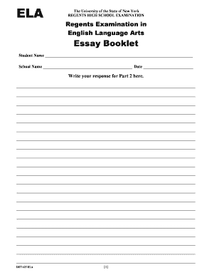Ela Regents Essay Booklet  Form