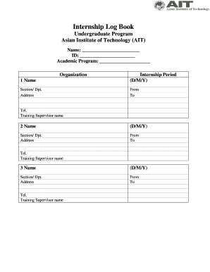 Internship Log Book PDF  Form