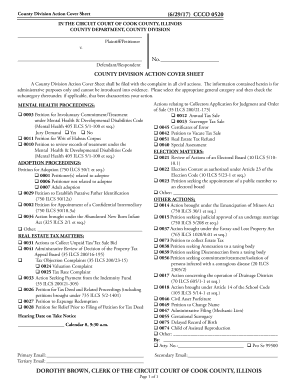 County Division Action Cover Sheet  Form