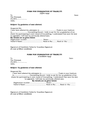 Iti Trade Change Application  Form