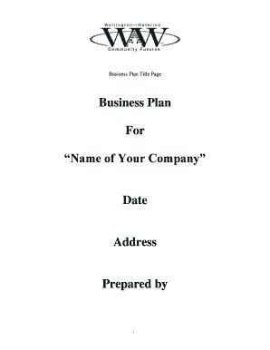 the business plan cover page