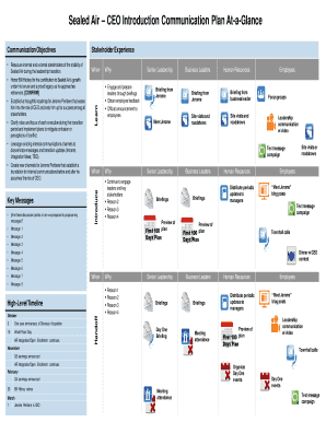 Sealed Air CEO Introduction Communication Plan at a Glance  Form