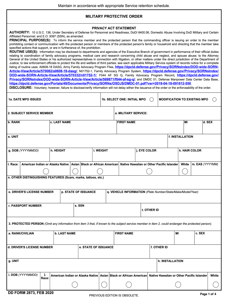  MILITARY PROTECTIVE ORDER Washington Headquarters Services 2020-2024